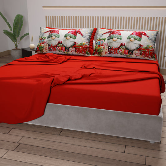 Draps de Noël en Coton, Parure de Lit avec Taies d'Oreiller en Impression Numérique 25 Xmas 11