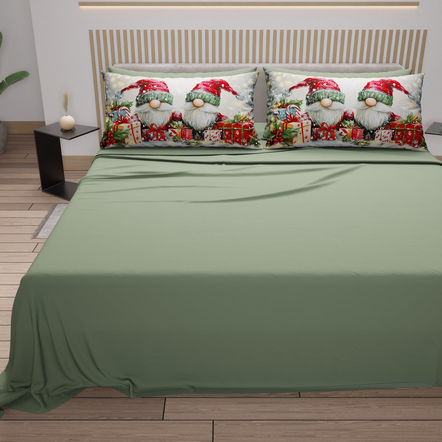 Lenzuola Natalizie in Cotone, Completo Letto con Federe in Stampa Digitale 25 Xmas 11