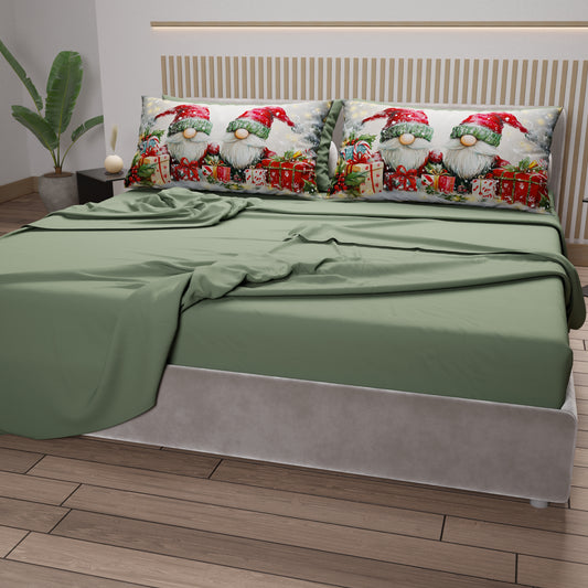 Draps de Noël en Coton, Parure de Lit avec Taies d'Oreiller en Impression Numérique 25 Xmas 11