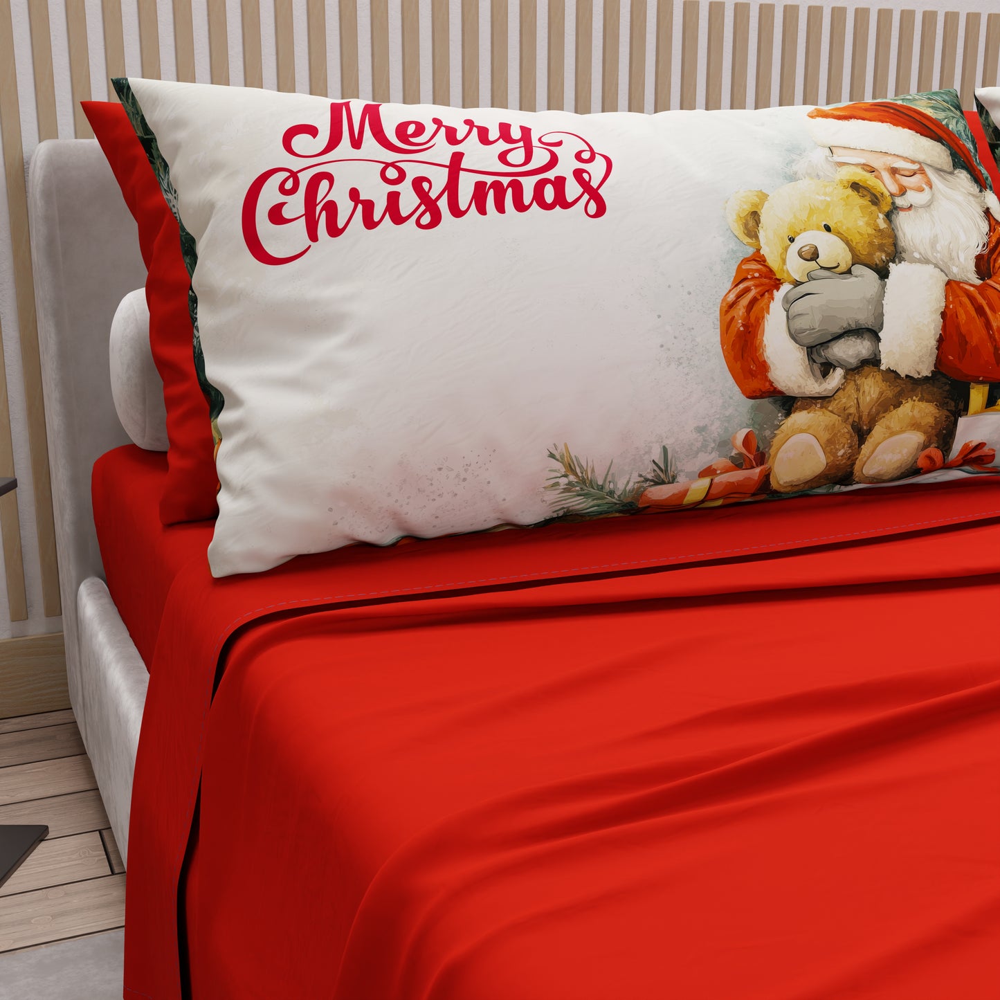 Lenzuola Natalizie in Cotone, Completo Letto con Federe in Stampa Digitale 25 Xmas 12