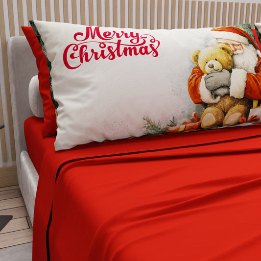 Lenzuola Natalizie in Cotone, Completo Letto con Federe in Stampa Digitale 25 Xmas 12