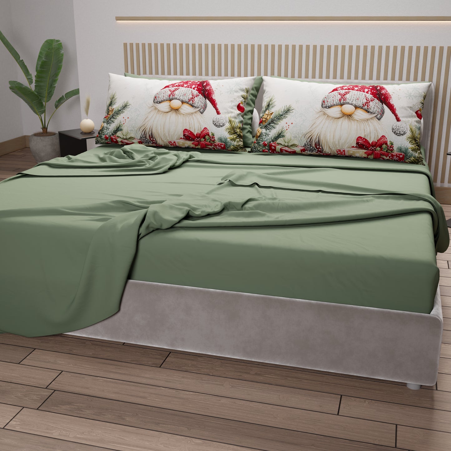 Lenzuola Natalizie in Cotone, Completo Letto con Federe in Stampa Digitale 25 Xmas 13