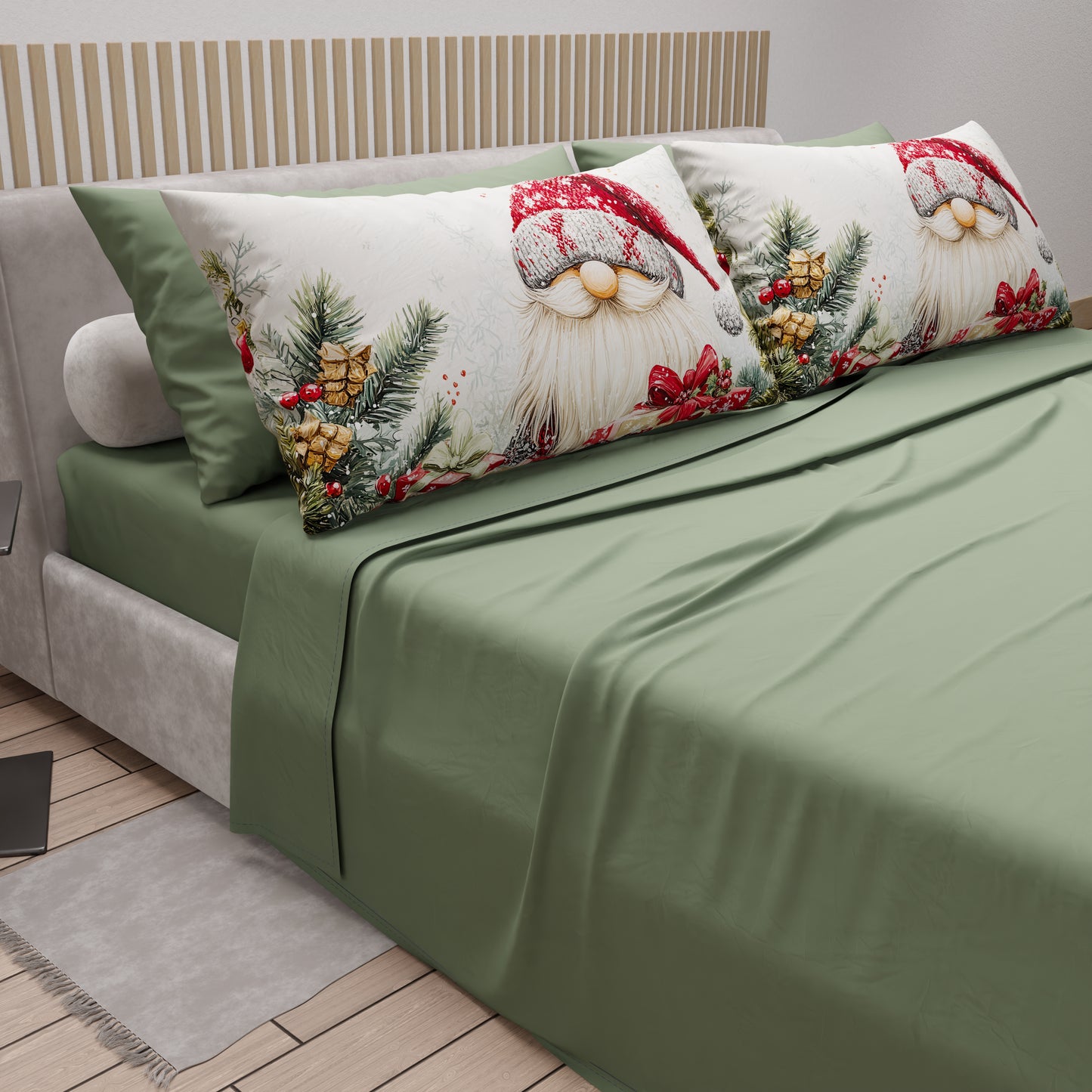 Lenzuola Natalizie in Cotone, Completo Letto con Federe in Stampa Digitale 25 Xmas 13