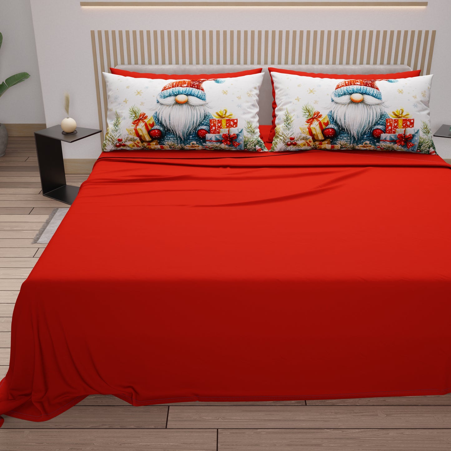 Lenzuola Natalizie in Cotone, Completo Letto con Federe in Stampa Digitale 25 Xmas 14