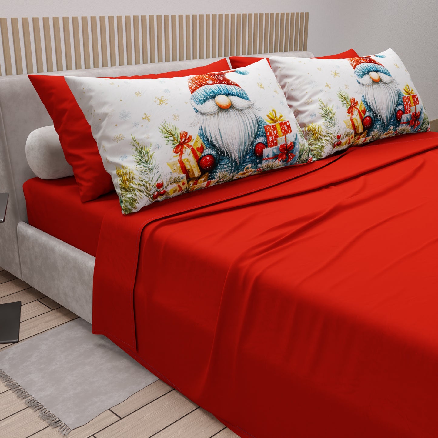 Lenzuola Natalizie in Cotone, Completo Letto con Federe in Stampa Digitale 25 Xmas 14