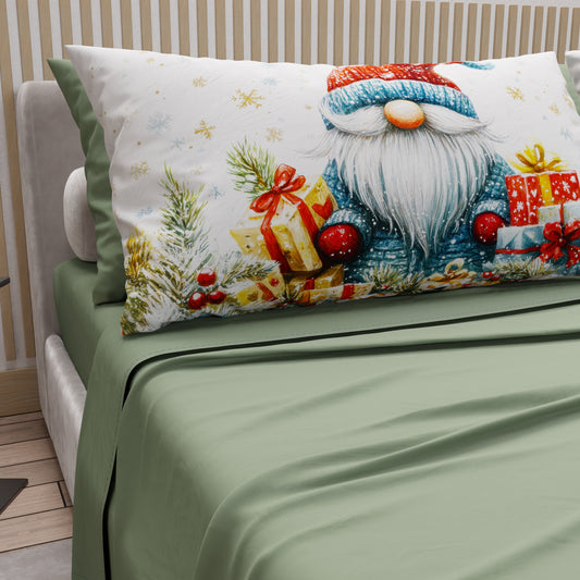 Lenzuola Natalizie in Cotone, Completo Letto con Federe in Stampa Digitale 25 Xmas 14