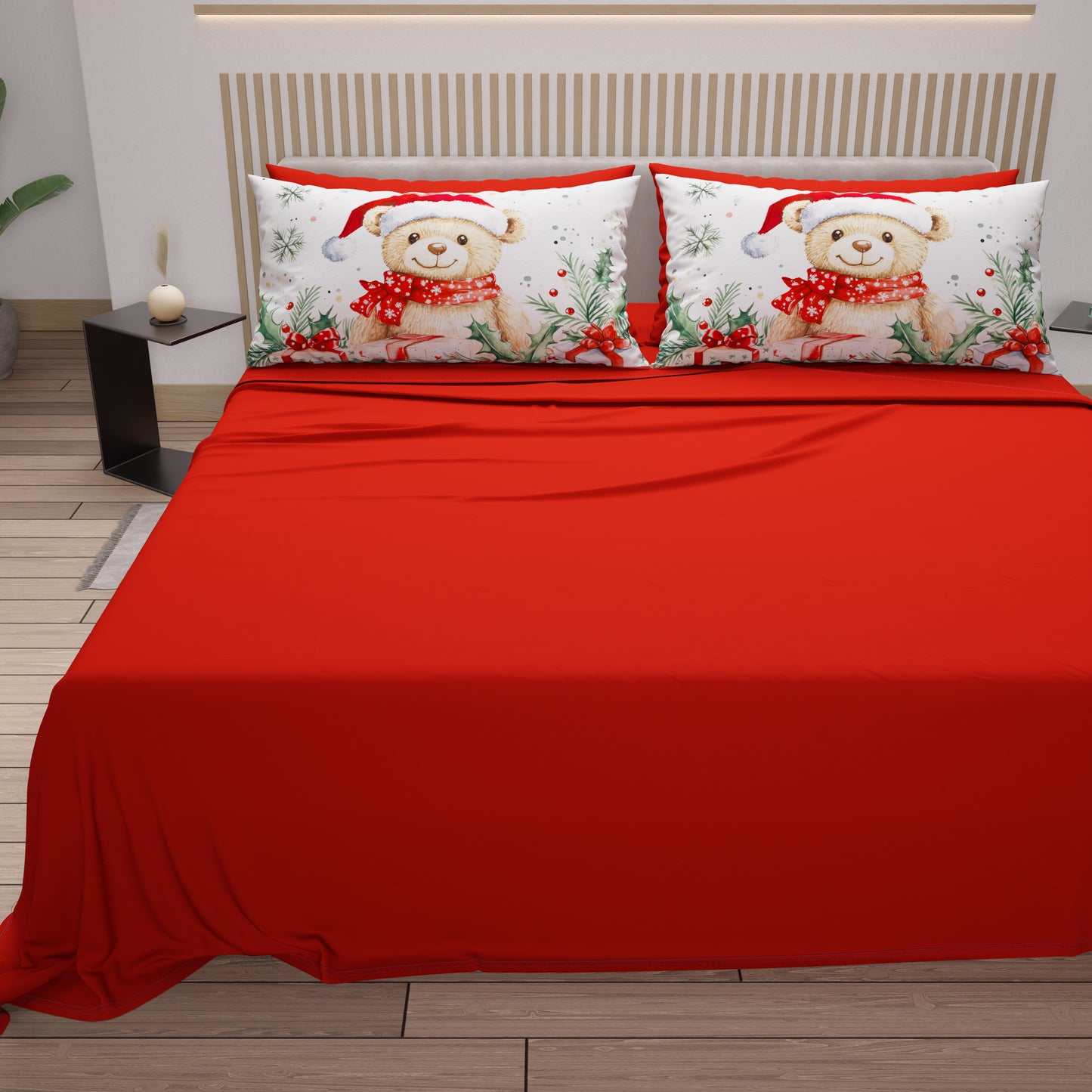 Lenzuola Natalizie in Cotone, Completo Letto con Federe in Stampa Digitale 25 Xmas 16