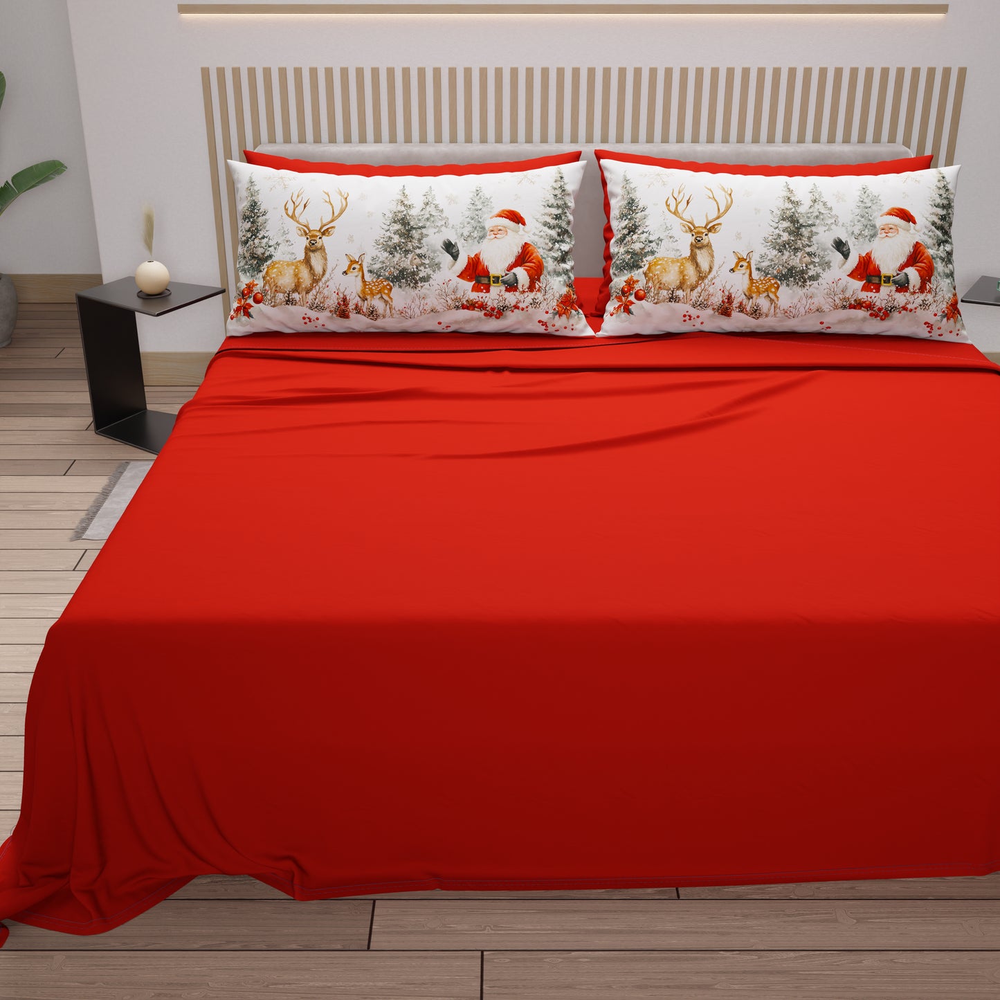 Lenzuola Natalizie in Cotone, Completo Letto con Federe in Stampa Digitale 25 Xmas 17