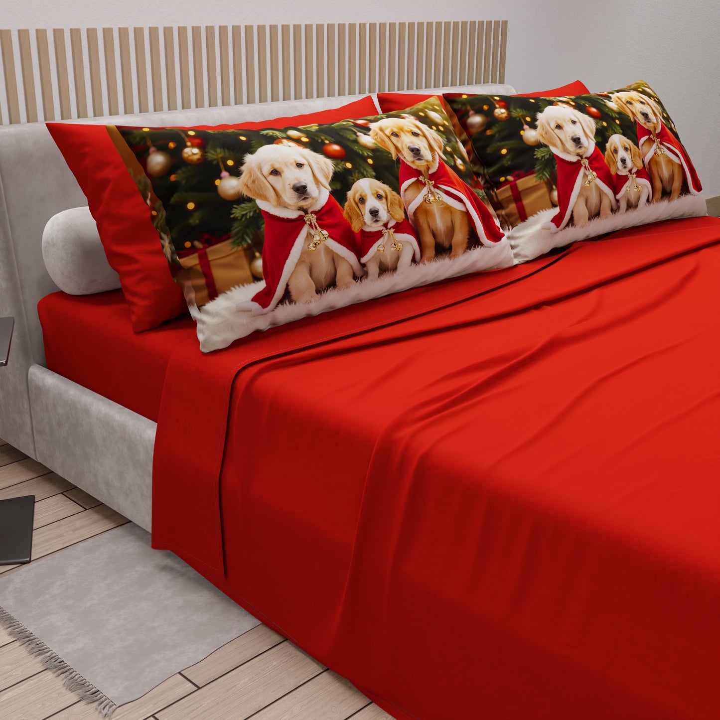 Lenzuola Natalizie in Cotone, Completo Letto con Federe in Stampa Digitale 25 Xmas 18