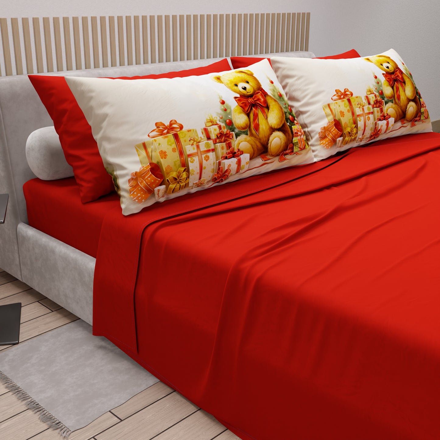 Lenzuola Natalizie in Cotone, Completo Letto con Federe in Stampa Digitale 25 Xmas 3