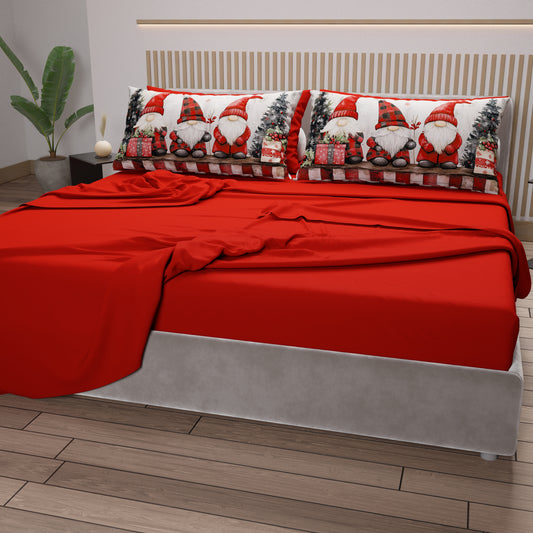 Draps de Noël en Coton, Parure de Lit avec Taies d'Oreiller en Impression Numérique 25 Xmas 5