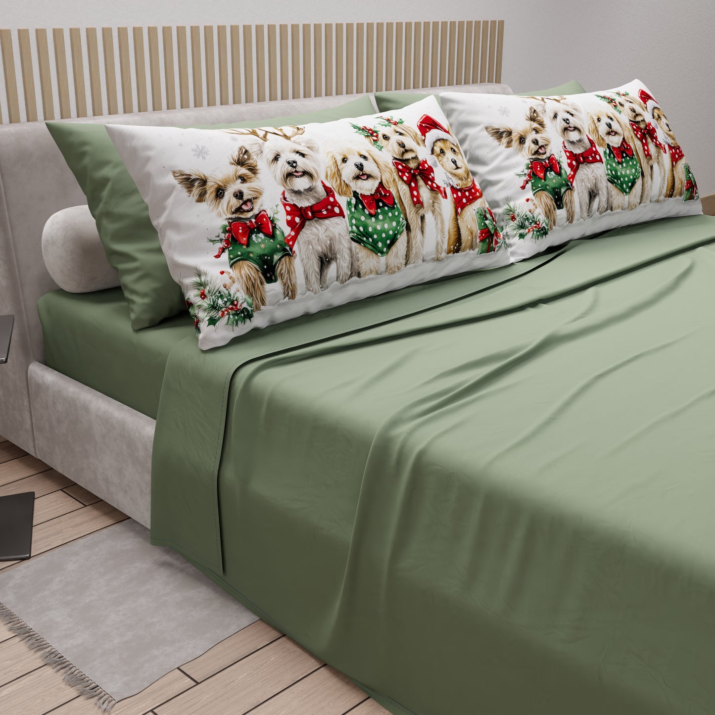 Lenzuola Natalizie in Cotone, Completo Letto con Federe in Stampa Digitale 25 Xmas 9