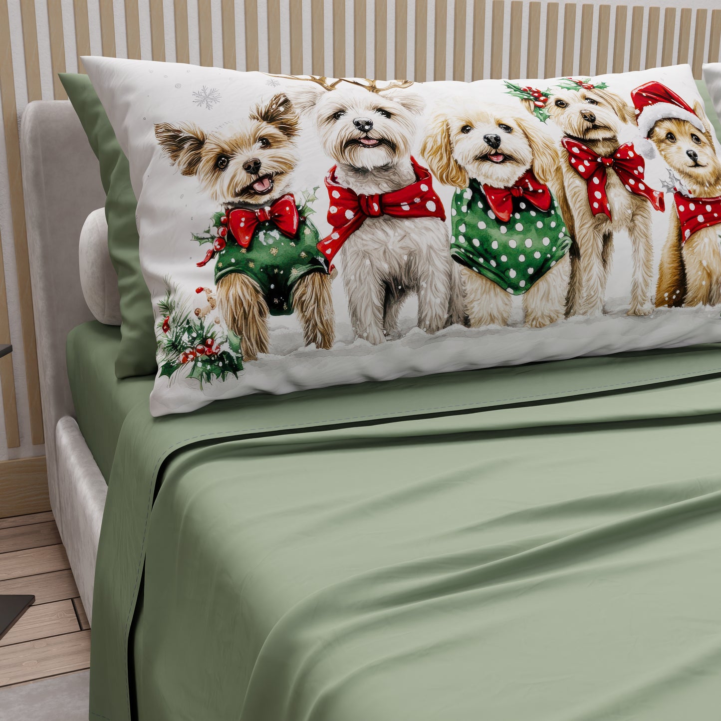 Lenzuola Natalizie in Cotone, Completo Letto con Federe in Stampa Digitale 25 Xmas 9