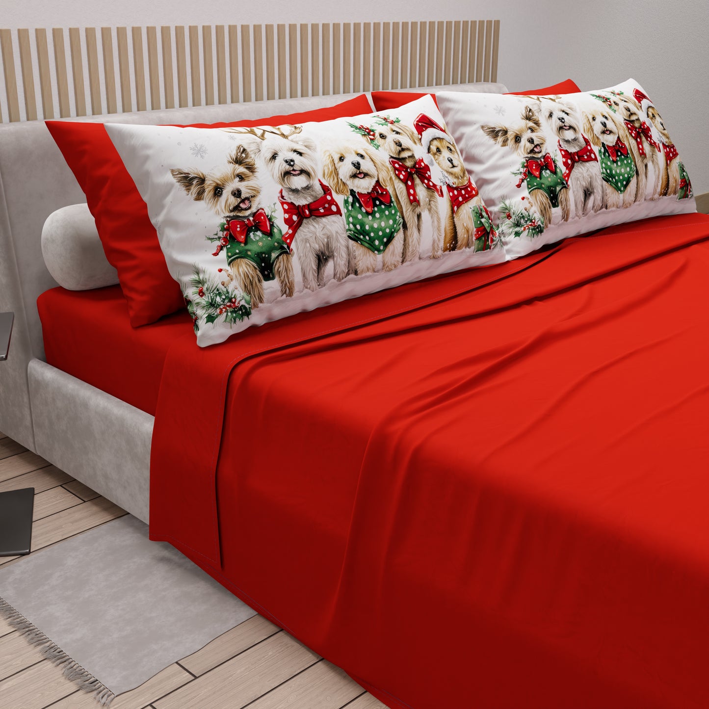 Lenzuola Natalizie in Cotone, Completo Letto con Federe in Stampa Digitale 25 Xmas 9