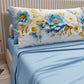 Cotton Sheets, Bed Set with Dove Leaf Digital Print Pillowcases