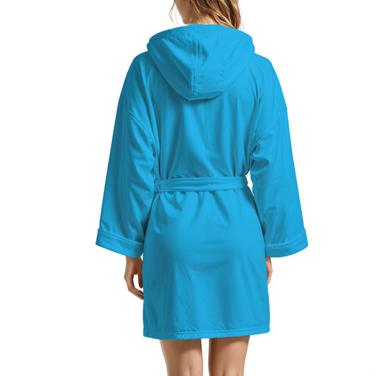 Light blue microfibre bathrobe for men and women