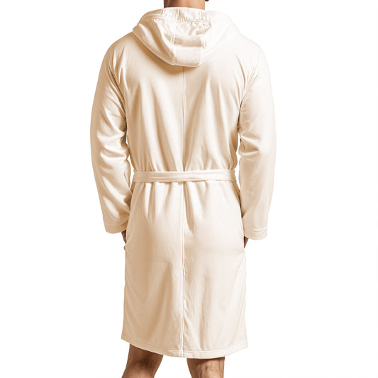 Cream Microfibre Bathrobe for Men and Women