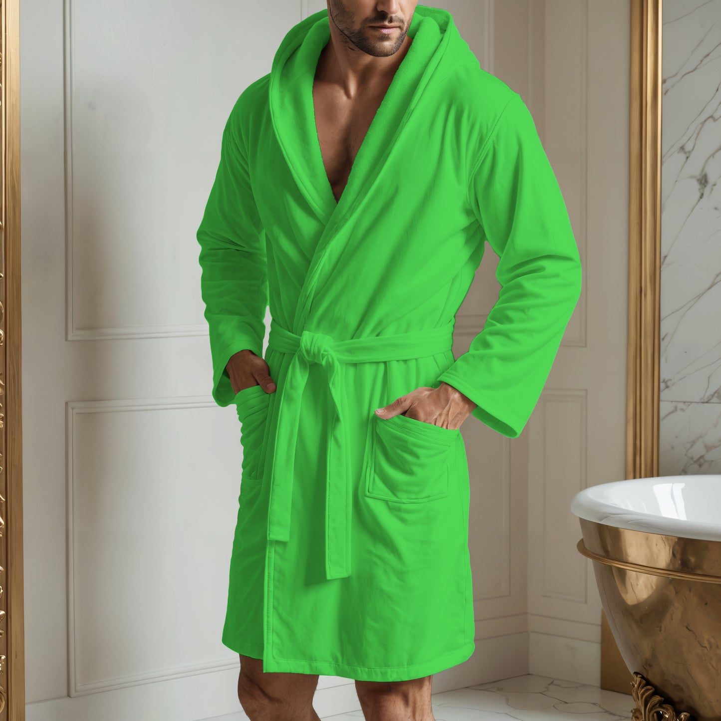 Peignoir en microfibre vert pour homme et femme