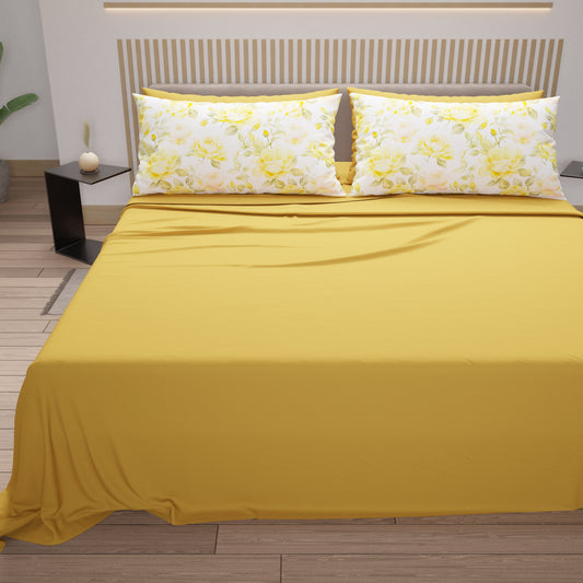 Draps en Coton, Parure de Lit avec Taies d'Oreiller en Impression Numérique Valentia