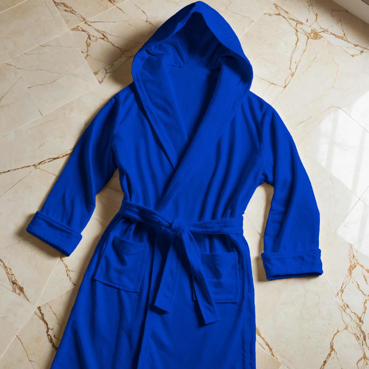 Electric Blue Microfiber Bathrobe for Men and Women