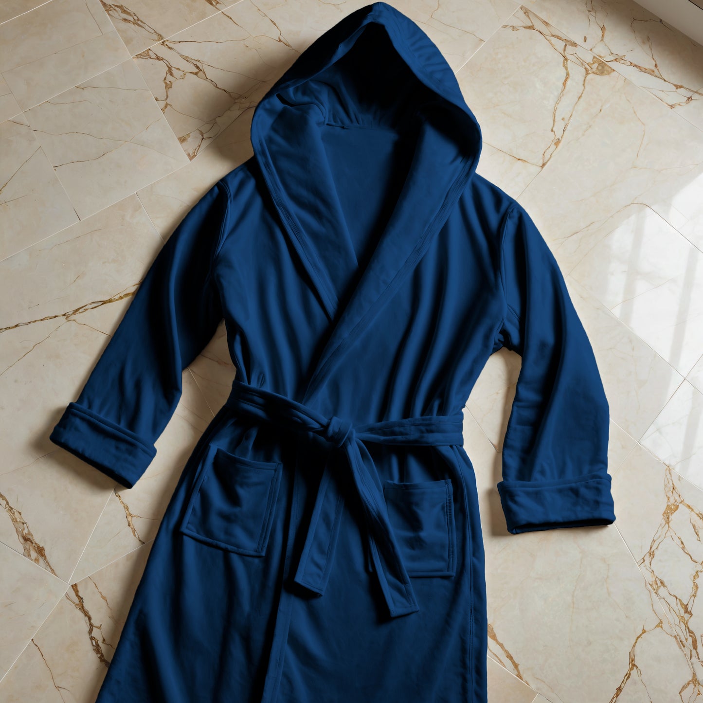 Midnight Blue Microfiber Bathrobe for Men and Women