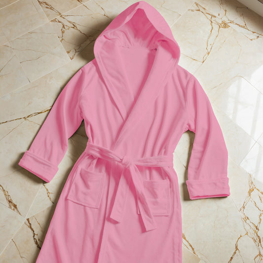 Pink Microfibre Bathrobe for Men and Women