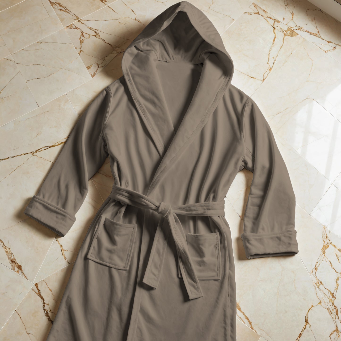 Microfibre bathrobe for men and women in dove grey