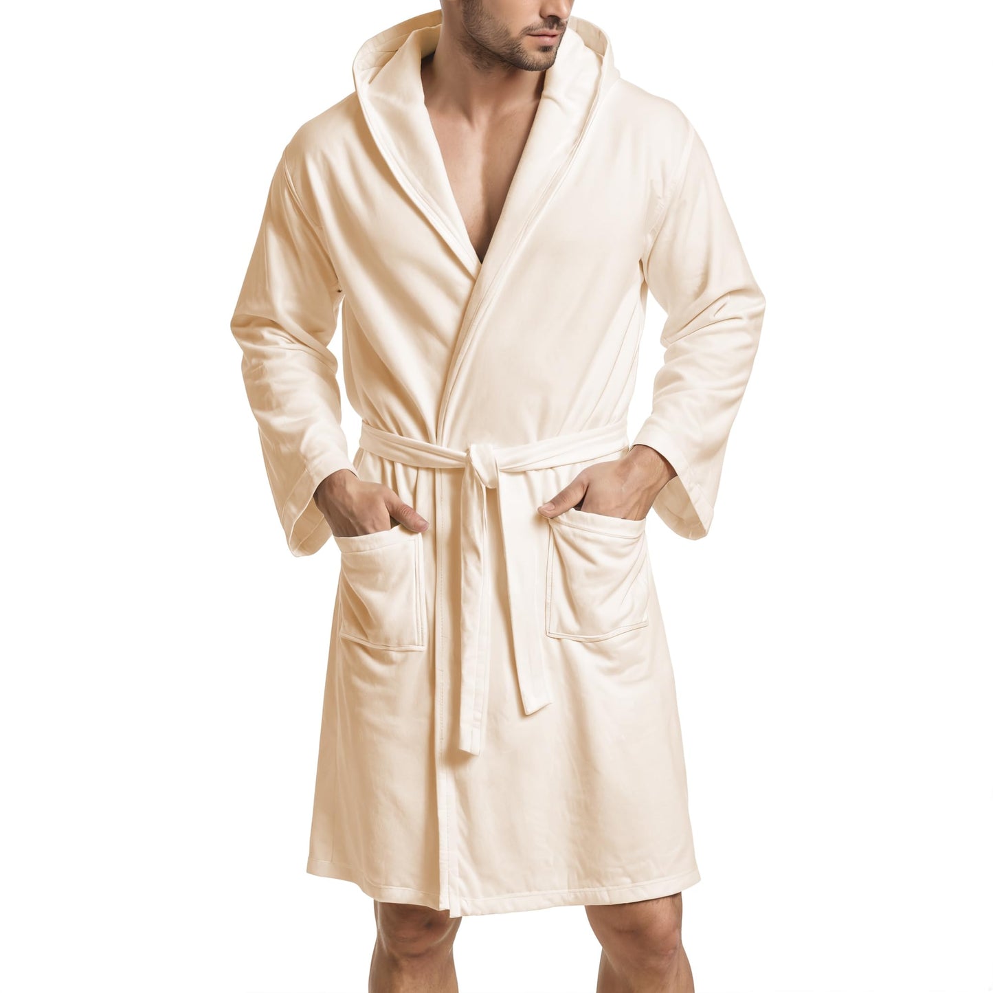 Cream Microfibre Bathrobe for Men and Women