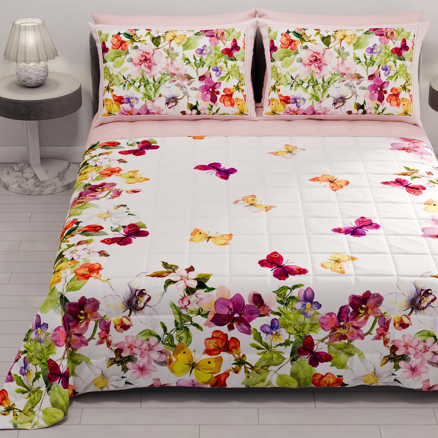Lenzuola in Cotone, Completo Letto con Federe in Stampa Digitale Promo Farfalle Trapuntino+Lenzuola e Federe in Stampa Digitale.