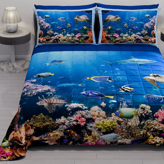 Spring Autumn Quilt Bedspread in Aquarius Digital Print