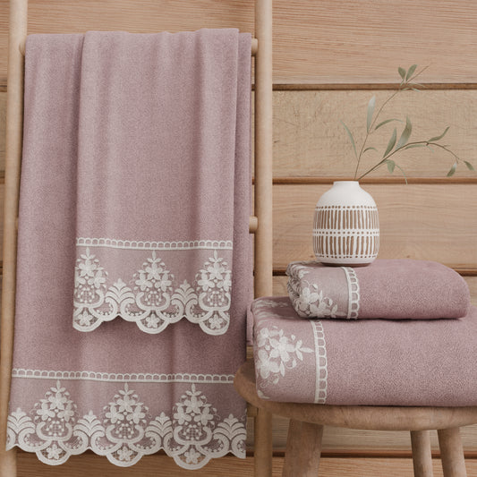 Serviettes de bain en éponge avec dentelle Rebrodé oignon