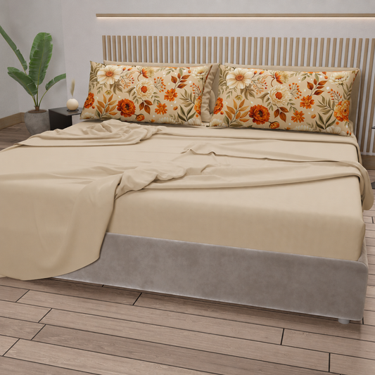 Lenzuola Autunno 08 Beige con federe in stampa digitale - vista principale