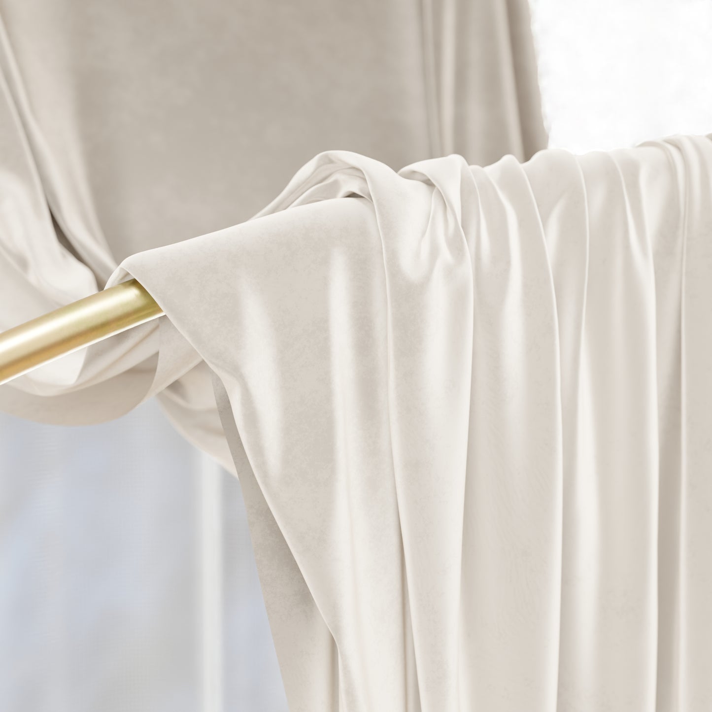 Tenda a Pannello in Velluto per Interni con Anelli, 140x280 cm, Bianco Latte