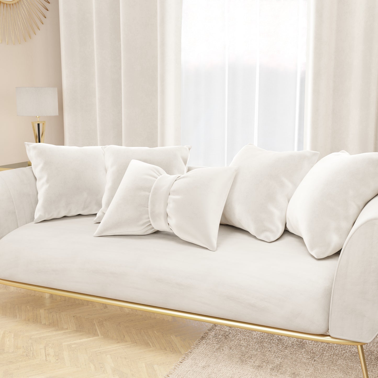 Cuscini Arredo in Velluto 2pz, Cuscini divano Bianco