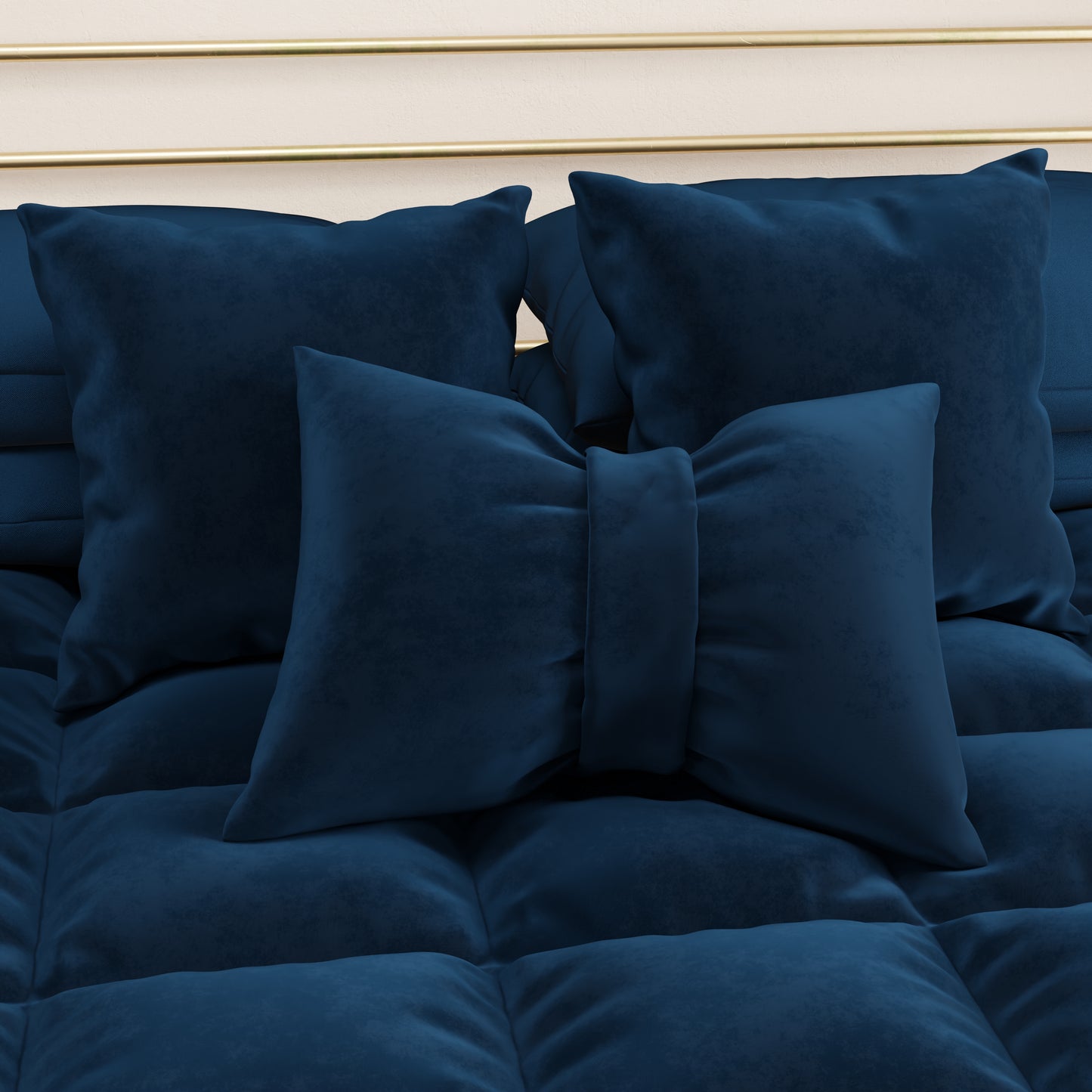 Cuscino Arredo Fiocco in Velluto 40x50 cm, Cuscino divano Blu