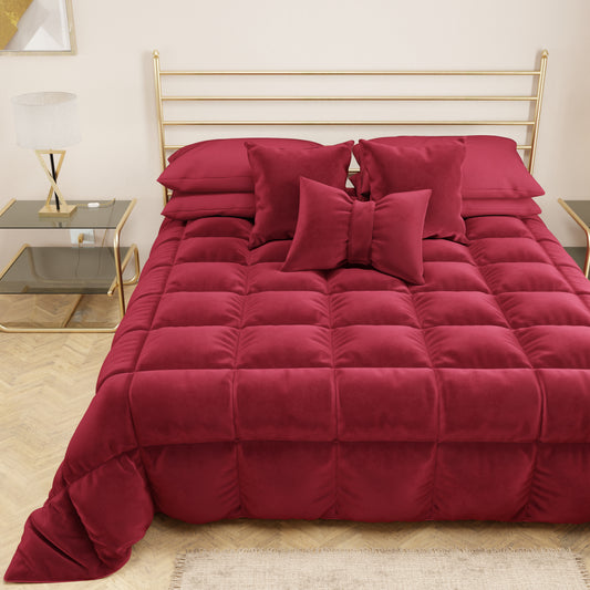 Quilt, Double Face Winter Quilt in Soft and Warm Velvet and Bordeaux Microfibre