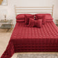 Courtepointe Unie en Velours Bordeaux + Draps assortis et Taie d'oreiller Digitale