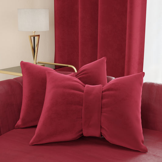 Sofa Cushions, Furnishing Cushions in Bordeaux Bow Velvet 1pc