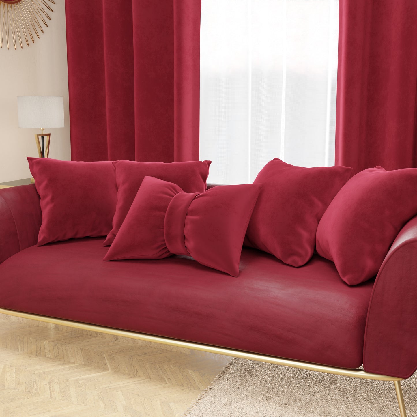 Fleur - Cuscino decorativo da divano Rosso bordeaux