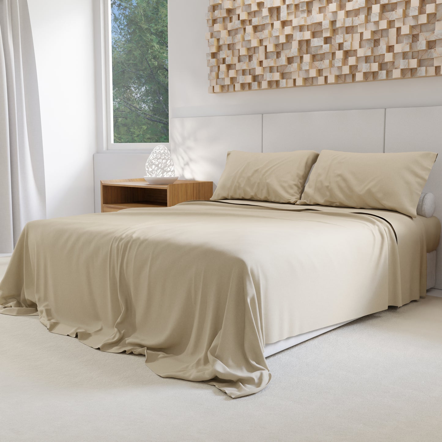 Lenzuola Percalle, Lenzuola Matrimoniali Cotone Beige