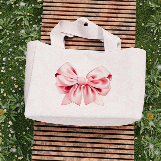 Women's Beach Bag, Beach Bag, Microfibre Beach Bag, Pink Bow