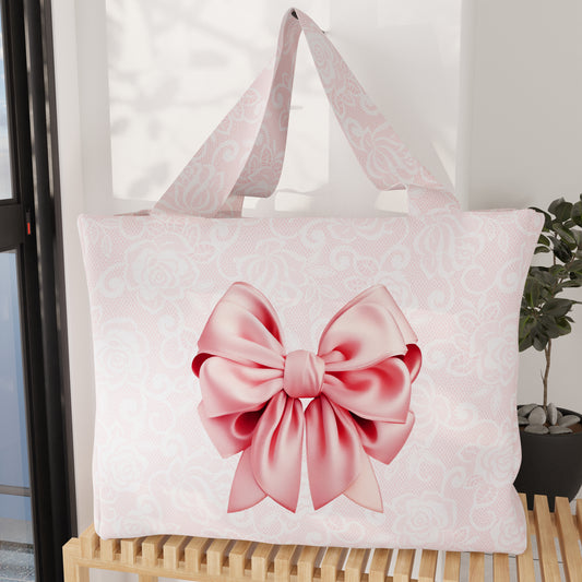 Women's Beach Bag, Beach Bag, Microfibre Beach Bag, Pink Bow
