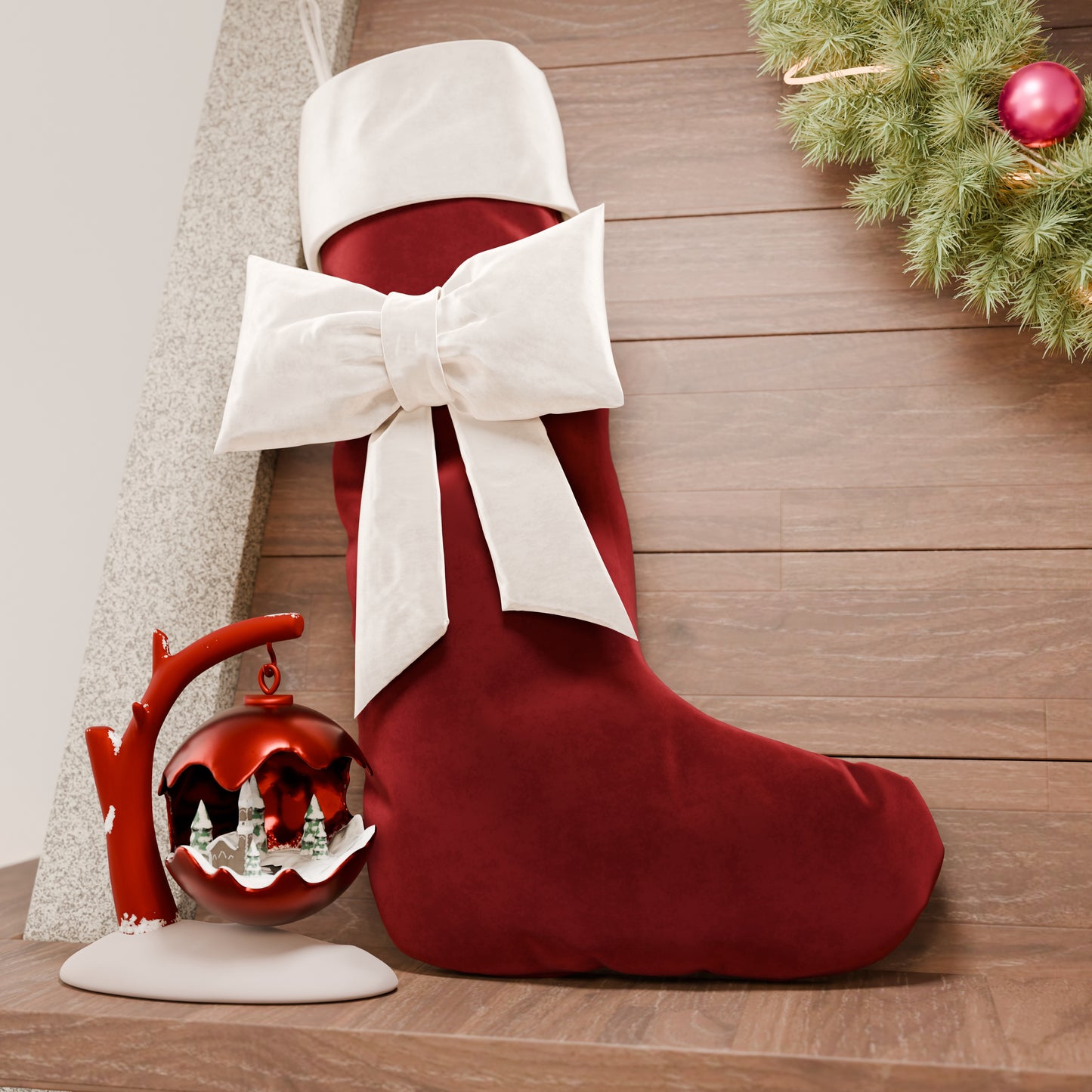 Calze Natalizie In Velluto Volpe - Set Di 2, 20x40cm, Per Regali E Dolcetti, Riutilizzabili - Foto 5