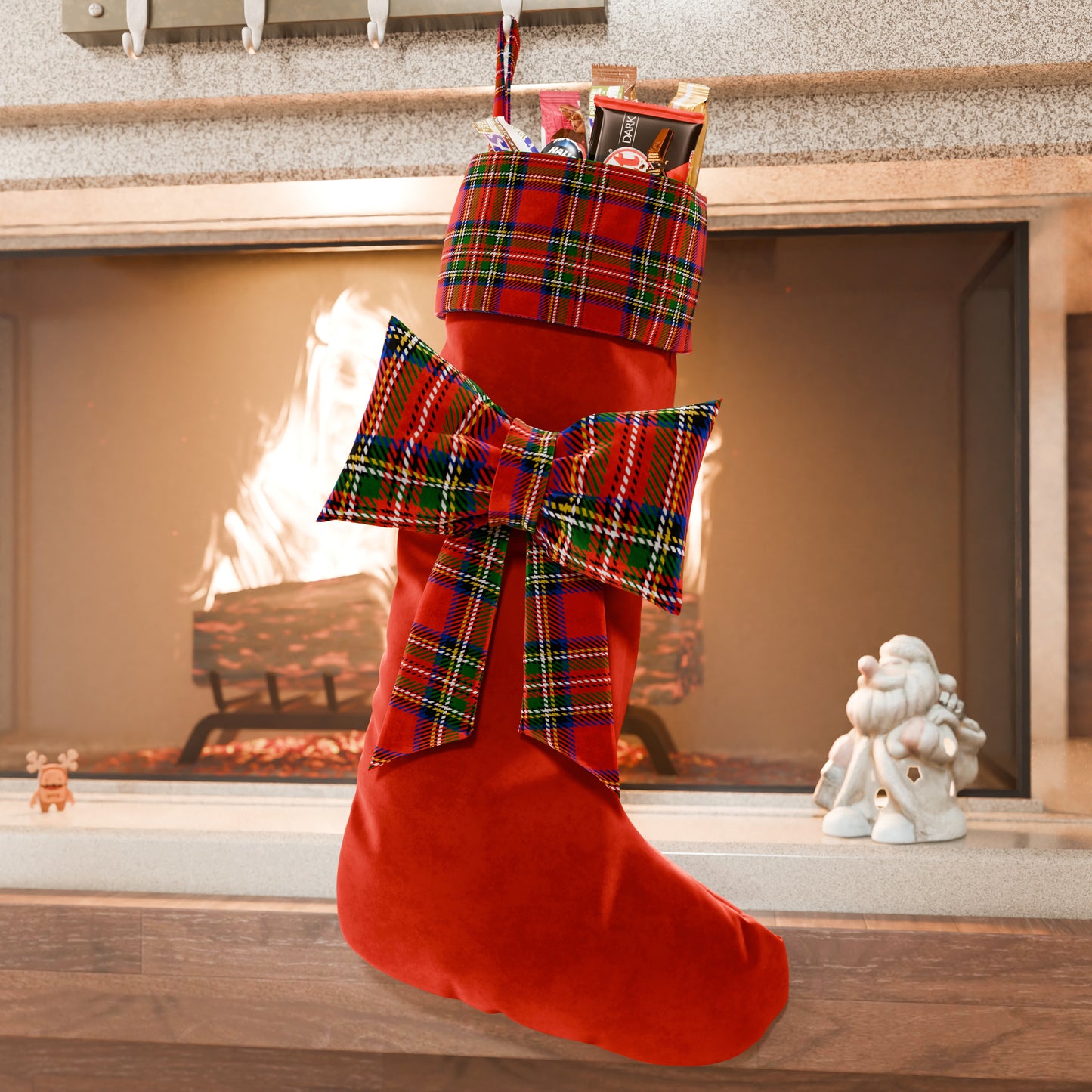 CALZA BEFANA TARTAN ROSSO_1