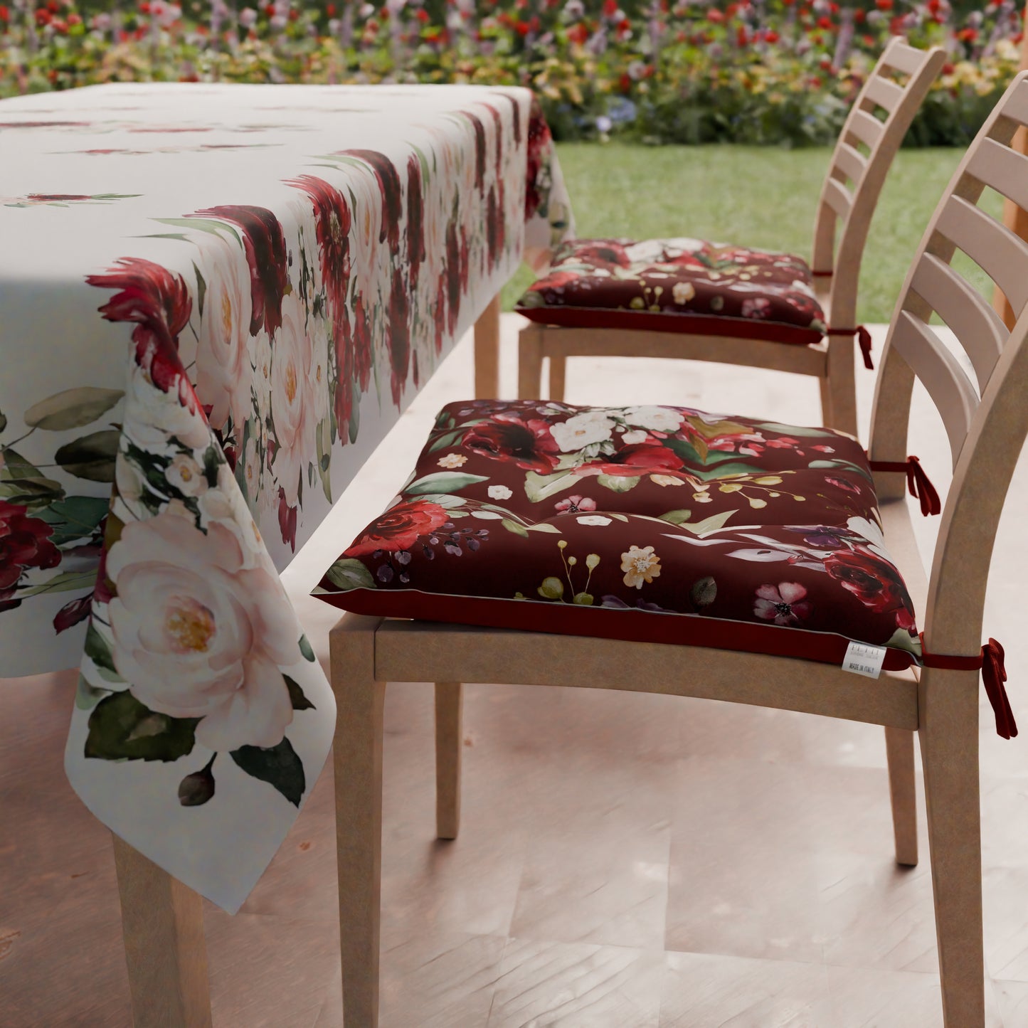 Cuscini per Sedie Coprisedia 6 Pezzi Floreale-07 Bordeaux
