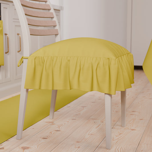 Coussins unis pour chaises avec volant jaune ocre