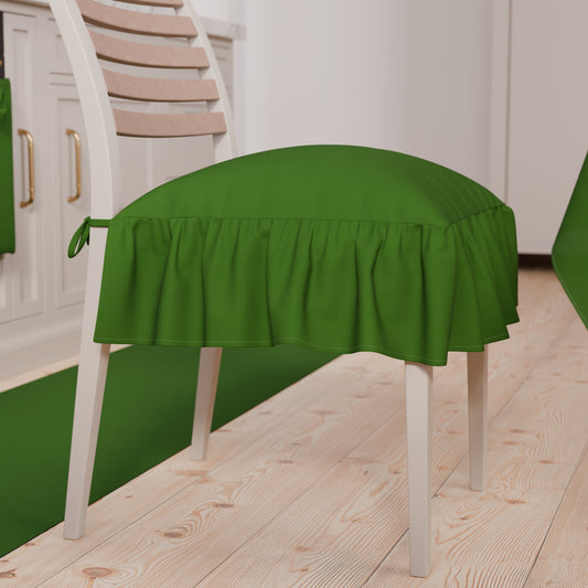 Coussins unis pour chaises avec volant vert 4P
