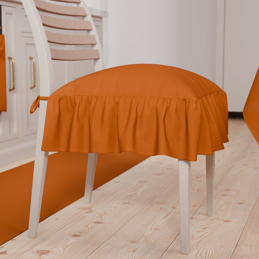 Coussins unis pour chaises avec volant orange