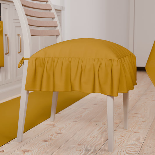 Coussins unis pour chaises avec volant jaune