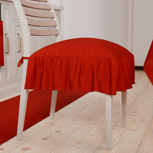 Coussins pour Chaises Uni avec Volant Rouge